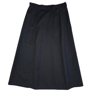 Bianca Nygard Petite Pure New Wool Black Midi A Line Skirt Career Minimalist 10